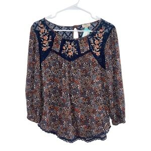 NWT Mason & Belle Boho Embroidered Lace Blouse